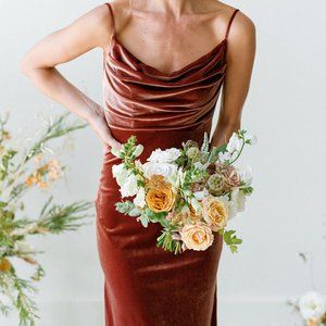 Revelry Skye Velvet Terracotta Bridesmaid Dress